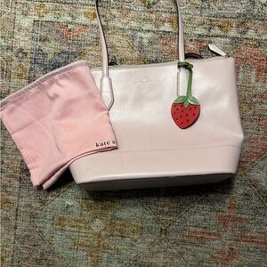 Kate Spade Light Pink Tote with Strawberry Charm Braelynn Tote